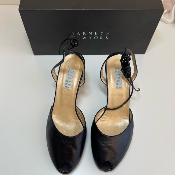 Barneys New York Shoes - Barneys Newyork Open toe Leather wrap Ankle heel Shoes